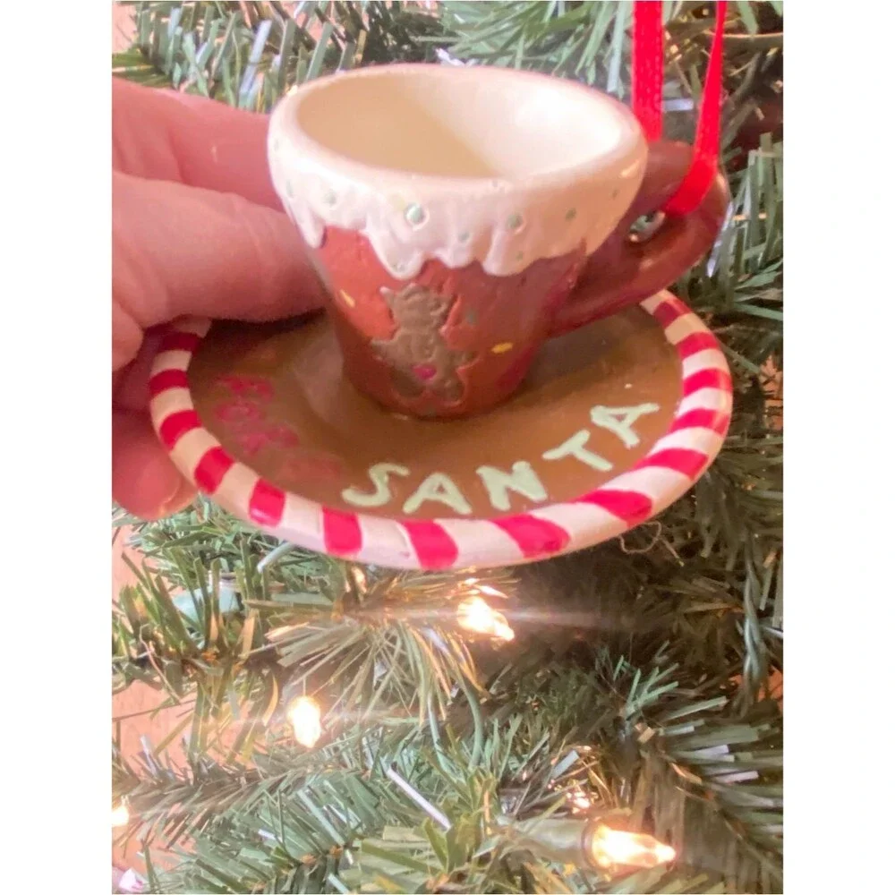 Holiday Gingerbread Teacup Ornament Rustic Holiday Decor Festive Christmas
